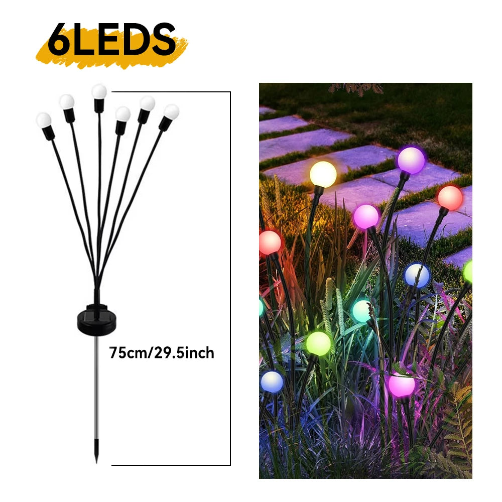 1pc 6/8/10LED Pack Solar Firefly Lights Upgraded Solar Garden Lights Outdoor Waterproof Solar Swaying Landscape Outdoor Lights