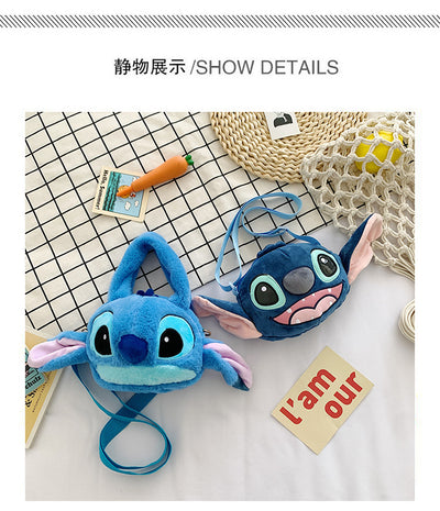 Disney New Lilo & Stitch Plush Toys Kawaii Plush Messenger Bag Girl Handbag Anime Stuffed Toys Children Cartoon Plushie Soft Bag