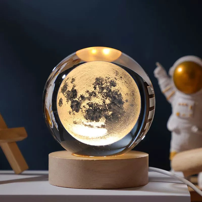 LED Crystal Ball Table Lamp USB Night Light 3D Moon Planet Galaxy Decor for Home Table Lamp Party Toys for Kids Adult Xmas Gifts