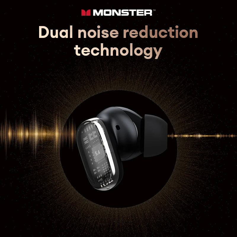 Monster XKT28 Bluetooth 5.4 Wireless Headphones Noise Cancellation Gaming Dual Mode Earbuds HIFI Stereo Sound Earphones With Mic