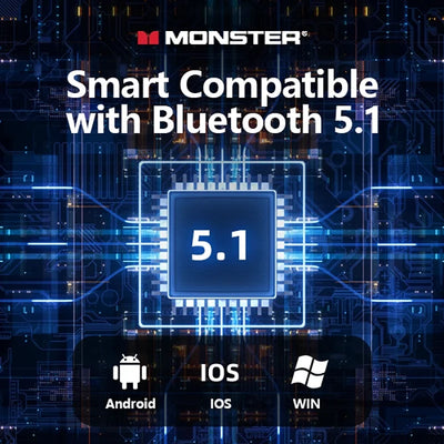 سماعات أذن Monster XKT02 الأصلية بتقنية البلوتوث 5.1 TWS لاسلكية عالية الدقة وسماعات أذن رياضية لتقليل الضوضاء للألعاب جديدة