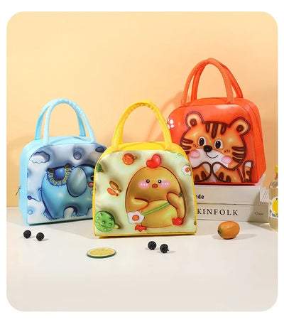 Cute Printed Cartoon Lunch Bag for Kids with Insulation and Preservation Function Bag Organizer Tote Bag with Zipper