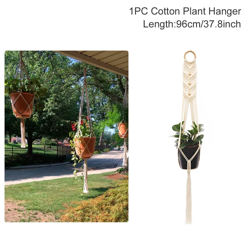 Hanging Plant Handmade Macrame Plant Hanger Flower Pot Planter Hanger Wall Decor Courtyard Garden Hanging Planter Hanging Basket