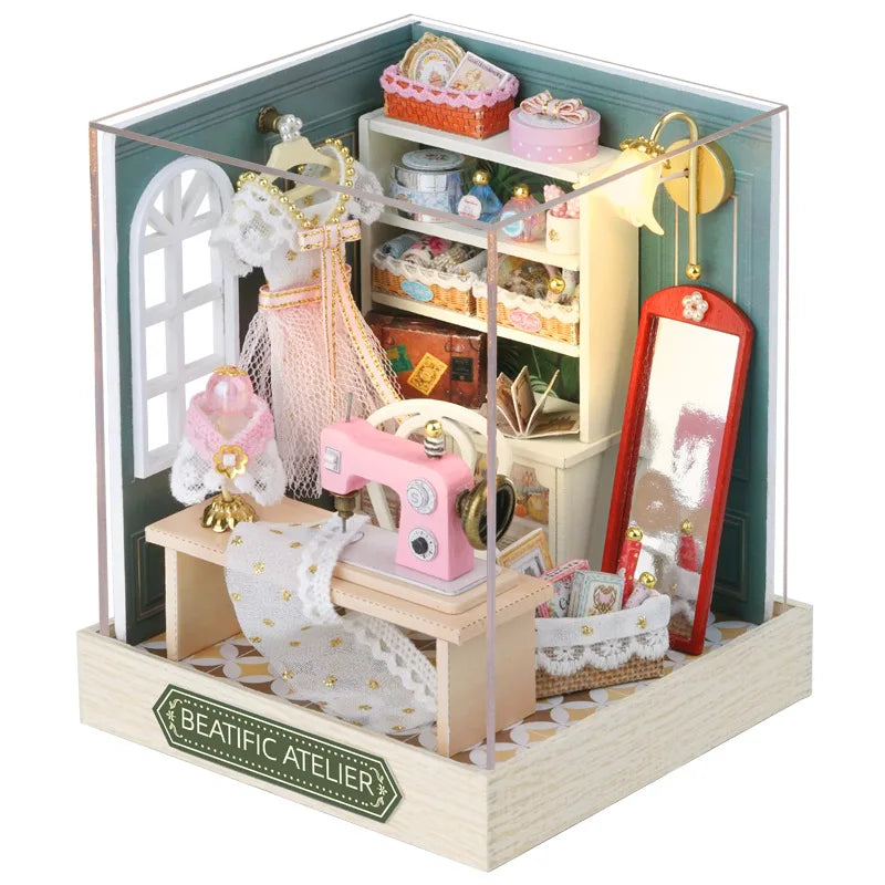 Magic Wooden Doll House Mini Kit DIY Handmade Assembly Model Building Room Bedroom Decoration 3D Puzzle Girl Toy Birthday Gifts