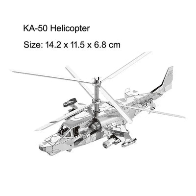 3D Metal Puzzles Military J-20 J-10B SU-34 KA-50 Fighter UFO RAH-66 Helicopter DIY Handmade Assemble Model Jigsaw Puzzles