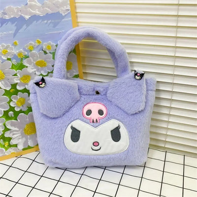 Sanrio Plush Bag Kawaii Kuromi Cinnamoroll Melody Cartoon Anime Handbag Crossbody Cosmetic Travel Storage Bags Women Girls Gifts