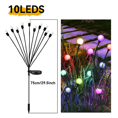 1pc 6/8/10LED Pack Solar Firefly Lights Upgraded Solar Garden Lights Outdoor Waterproof Solar Swaying Landscape Outdoor Lights