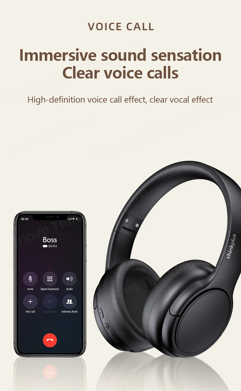 Original Lenovo TH20 Wireless Bluetooth V5.3 Headset New Gaming Dual Mode Foldable Sport Headphone HIFI Sound Music Earphone