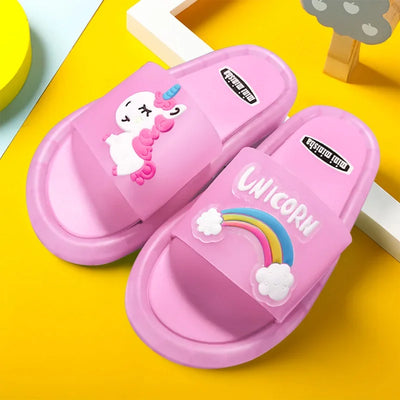 Children‘s Boys Girls Slippers Cartoon Unicorn Animals Prints Shoes Lighted Fashion Cute Shoes Bathroom Kids Toddler Slippers