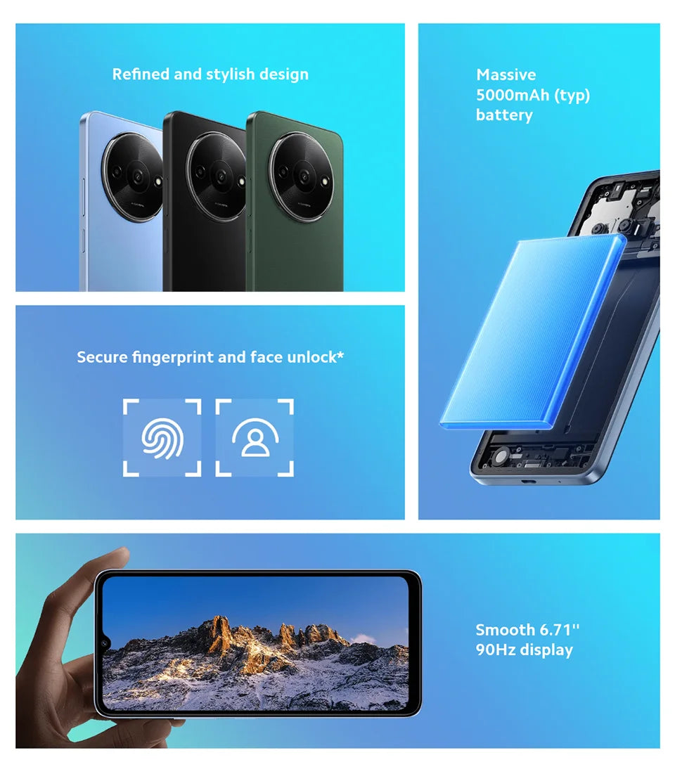 Global Version Xiaomi Redmi A3 Smartphone 64GB / 128GB ROM 6.71" Dot Drop display MediaTek Helio G36 5000mAh Battery 8MP Camera