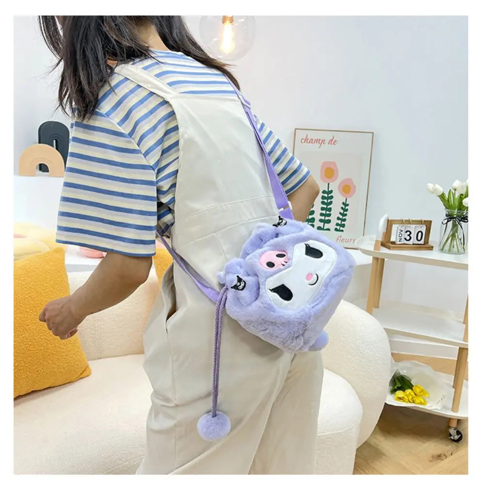 Sanrio  Bag Kawaii Cinnamoroll Handbag Tote Plushie Shoulder Messenger Bags Kuromi Hello Kitty Stuffed Makeup Backpack Gift