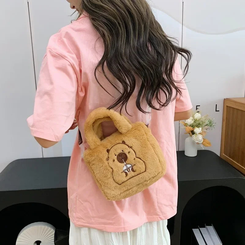 Cartoon Plush Bag Handbag Crossbody Anime Peripheral Products Cute Kapybara Plush Doll Bag Children's Crossbody Coin Bag