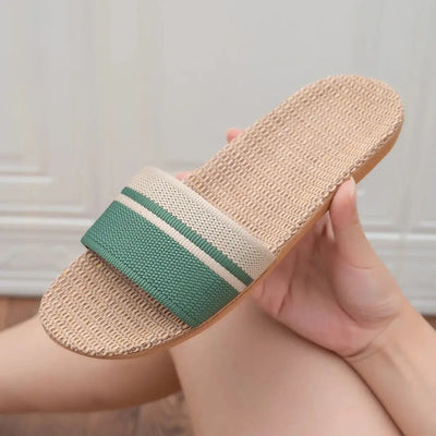 Summer Women Slippers Anti-Slip Home Slippers Lightweight Shoes Women Indoor Linen Slippers Soft Shoes