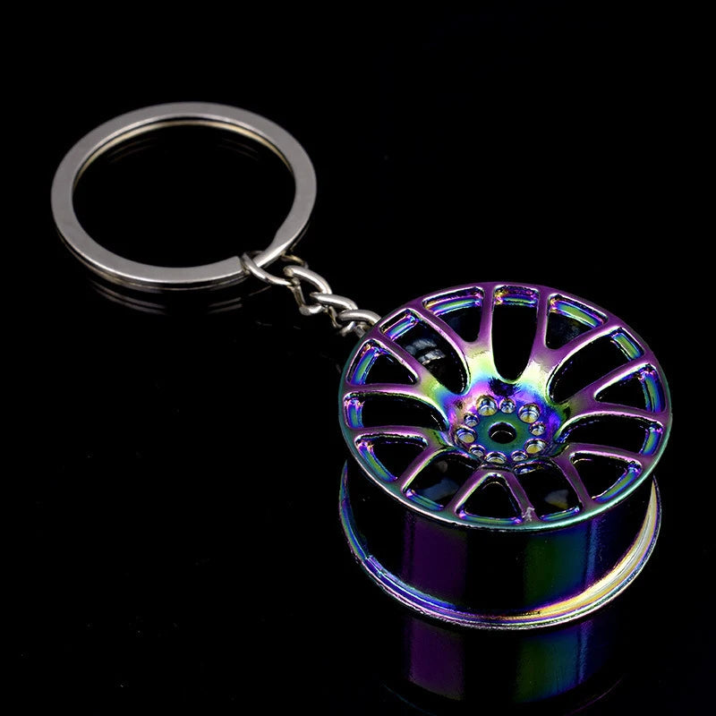 Classic Mini Turbo Hub Keychain Creative Metal Auto Parts Pendant With Key Holder For Men Gifts