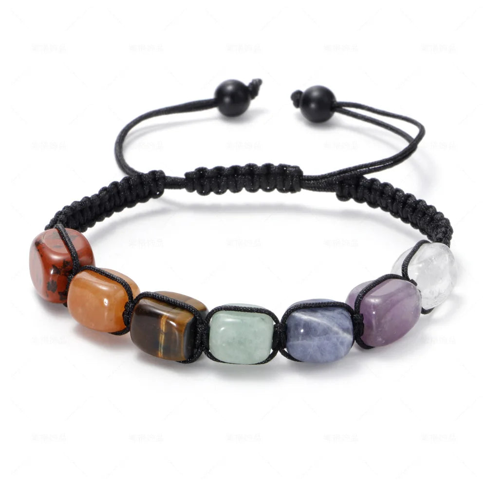 New 7 Chakra Treatment Crystal Men Bracelet Yoga Stone Adjustable Beads Bracelet Meditation Relaxation Anxiety Women's Bracele