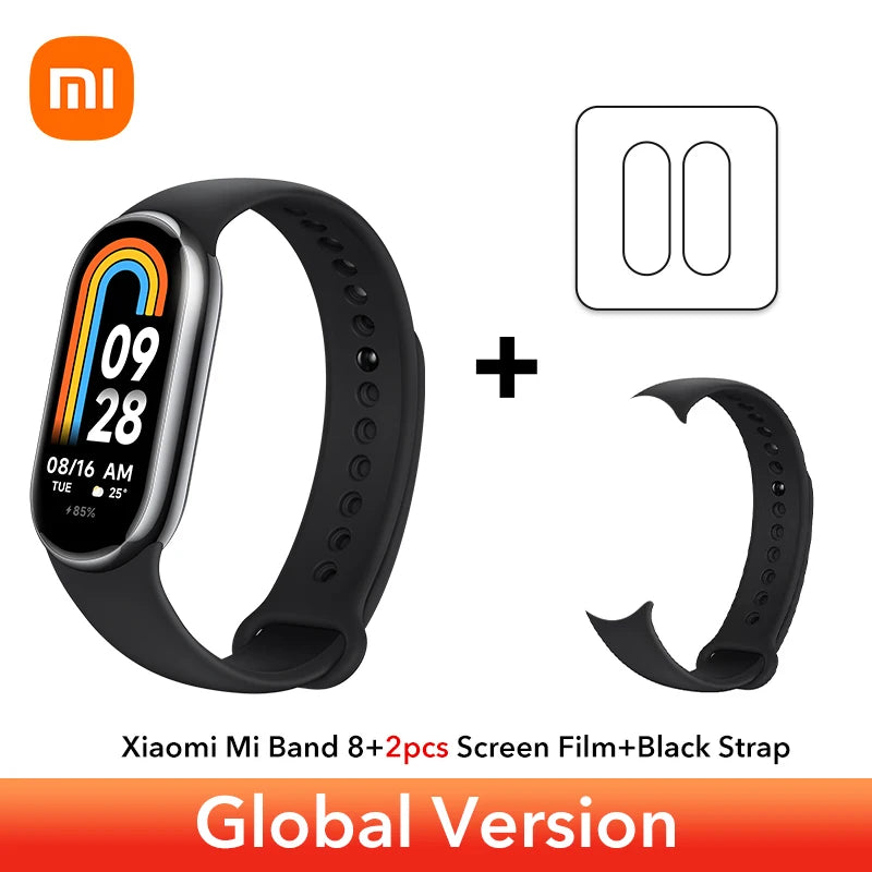 الإصدار العالمي من سوار Xiaomi Band 8 AMOLED مقاس 1.62 بوصة وعمر بطارية طويل للغاية يصل إلى 16 يومًا وسوار ذكي مزود بأكثر من 150 وضعًا رياضيًا