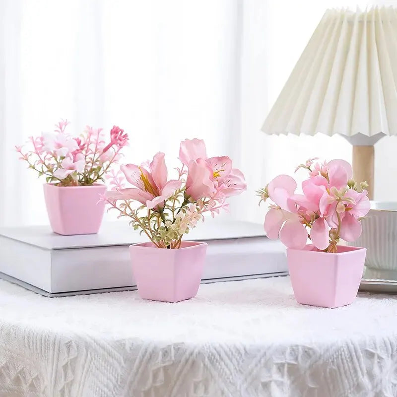 2024 Artificial Flower Potted Plant, Used Year-Round For Home, Bedroom, Study, Office Desktop Shelf Decoration