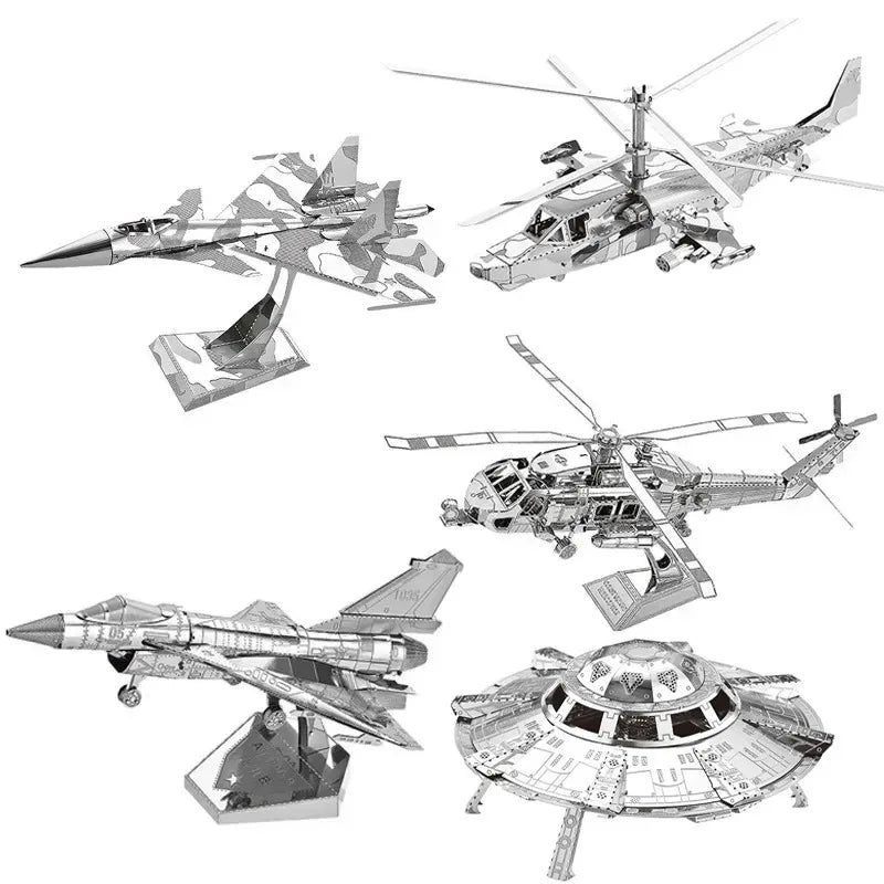 3D Metal Puzzles Military J-20 J-10B SU-34 KA-50 Fighter UFO RAH-66 Helicopter DIY Handmade Assemble Model Jigsaw Puzzles