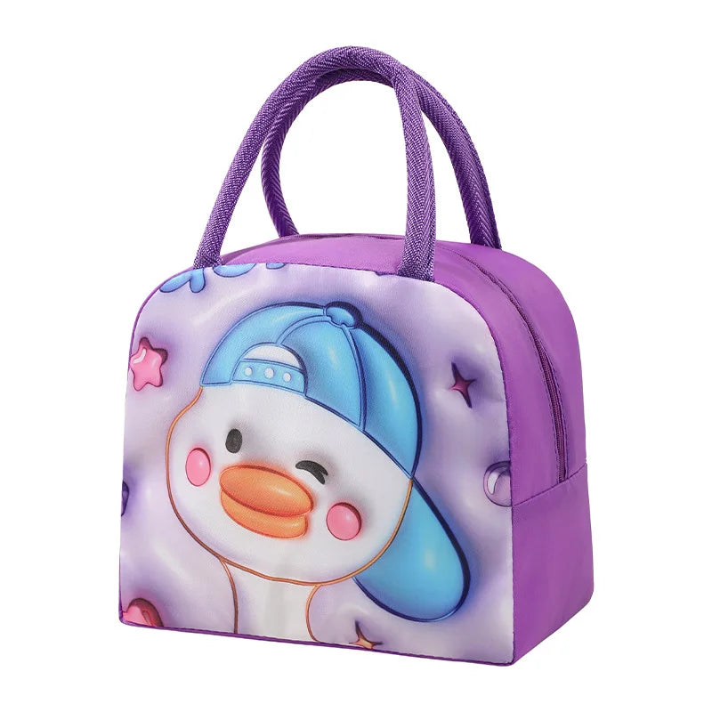 Cute Printed Cartoon Lunch Bag for Kids with Insulation and Preservation Function Bag Organizer Tote Bag with Zipper