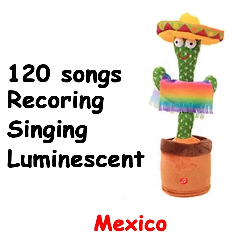 Rechargeable Dancer Cactus Glowing Dancing Electronic Plush Toys Can Sing Record Lighten for Baby Toy Education Funny Gift