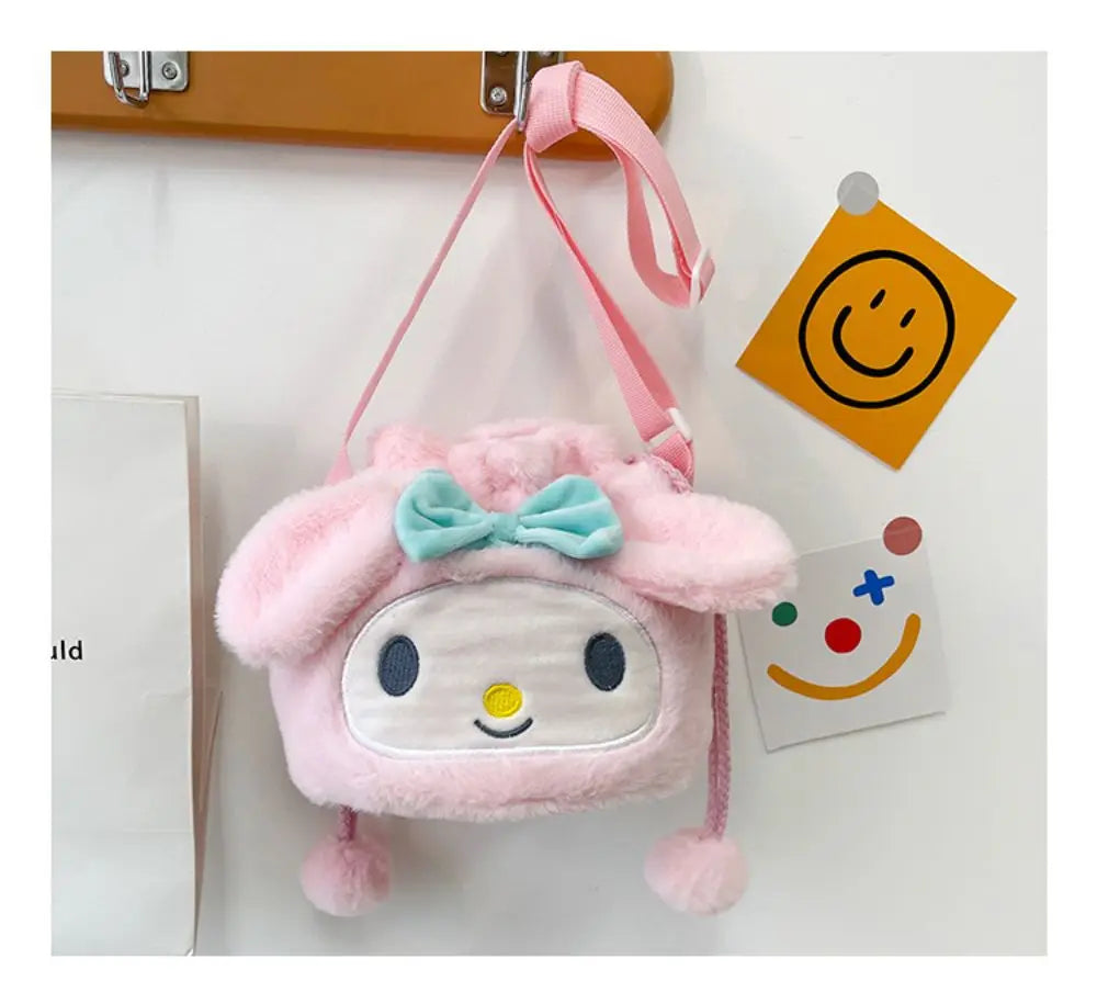 Sanrio  Bag Kawaii Cinnamoroll Handbag Tote Plushie Shoulder Messenger Bags Kuromi Hello Kitty Stuffed Makeup Backpack Gift