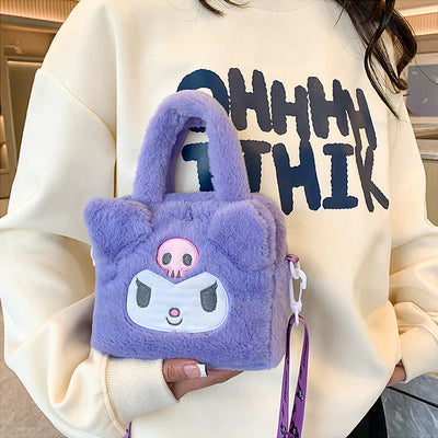 Sanrio Bag Kawaii Kuromi Cinnamoroll My Melody Cartoon Anime Plush Handbag Cosmetic Bag Travel Storage Bag Women Girl Gifts