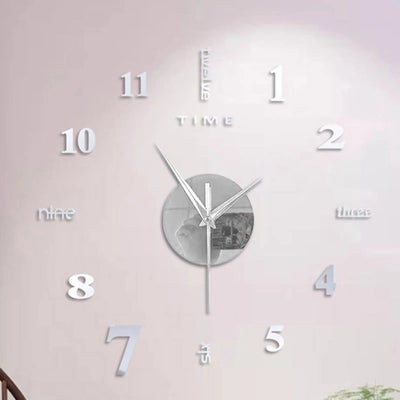 Frameless DIY Wall Mute Clock 3D Mirror Surface Sticker Home Office Decor