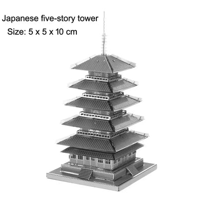 3D Metal Puzzle Yue Yang Tower Chinese Classical Architecture Assembly Model Kits DIY Laser Cut Jigsaw Puzzle Toy For Kids Adult