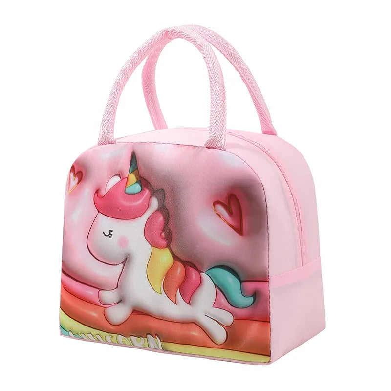 Cute Printed Cartoon Lunch Bag for Kids with Insulation and Preservation Function Bag Organizer Tote Bag with Zipper