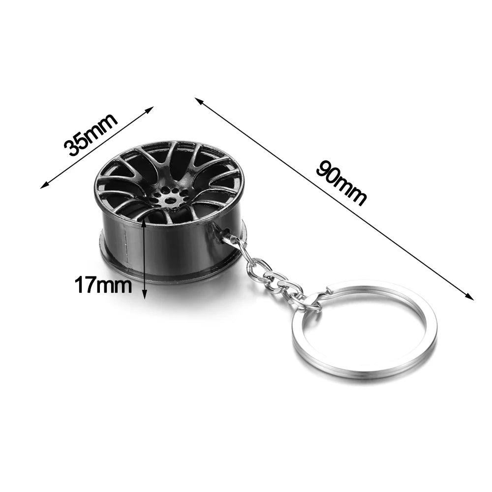 Classic Mini Turbo Hub Keychain Creative Metal Auto Parts Pendant With Key Holder For Men Gifts