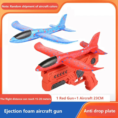 Outdoor Games Kids Glider Flight Flying Throw Foam Plane Shooting Gun, Catapult Plane Launcher Toy for Kids, Shooting Toy