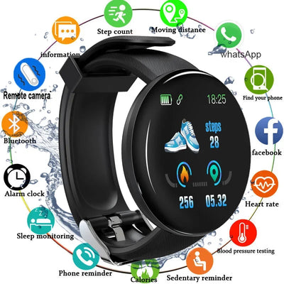 D18 Smart Watch Men Blood Pressure Waterproof Smartwatch Women Heart Rate Monitor Fitness Tracker Watchs Sport For Android IOS