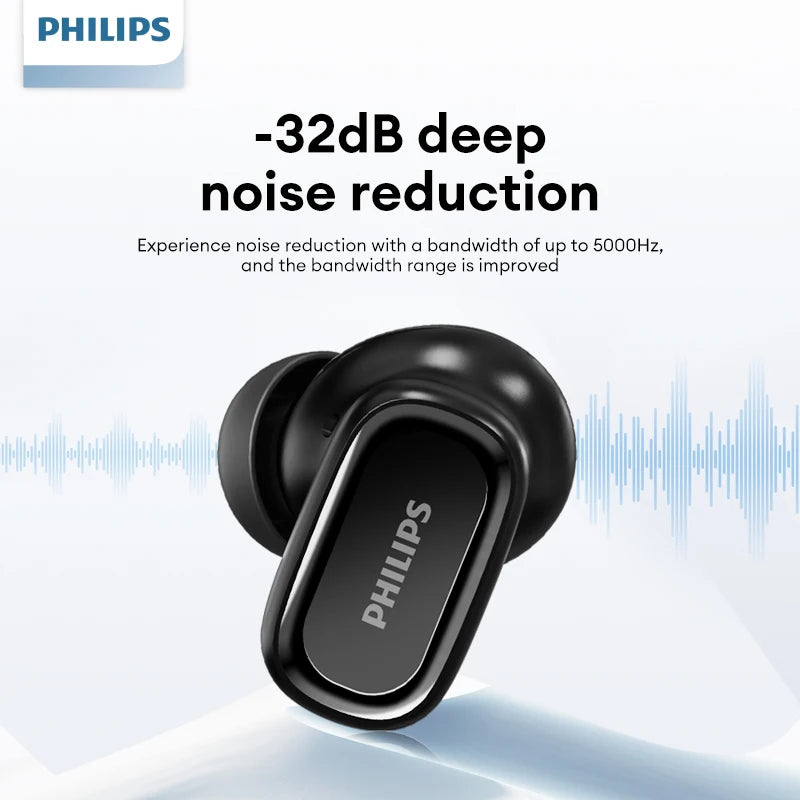 Original Philips TAT2569 Wireless Bluetooth V5.4 Stereo Earphones IPX4 Waterproof Sport Earbuds Low Latency Gaming Headset New