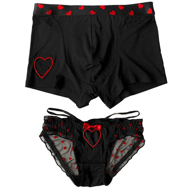 New Heart Printed Couple Underwear Sexy Women Men Low Waist Briefs Breathable Boxer Panties Boyfriend Girlfriend Lingerie