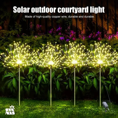 4 Pack 320/240LEDs Solar Firework Lights Outdoor Solar Garden Lights 8 Lighting Modes DIY Starburst Fairy Lights Yard Decoration