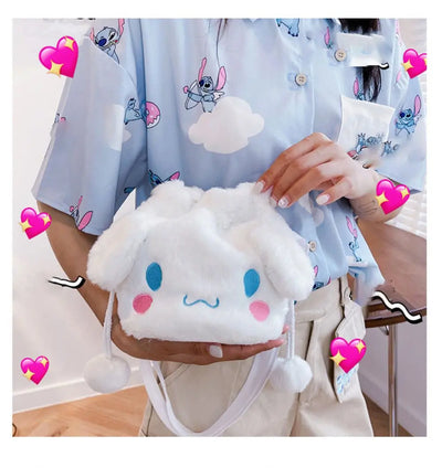 Sanrio  Bag Kawaii Cinnamoroll Handbag Tote Plushie Shoulder Messenger Bags Kuromi Hello Kitty Stuffed Makeup Backpack Gift