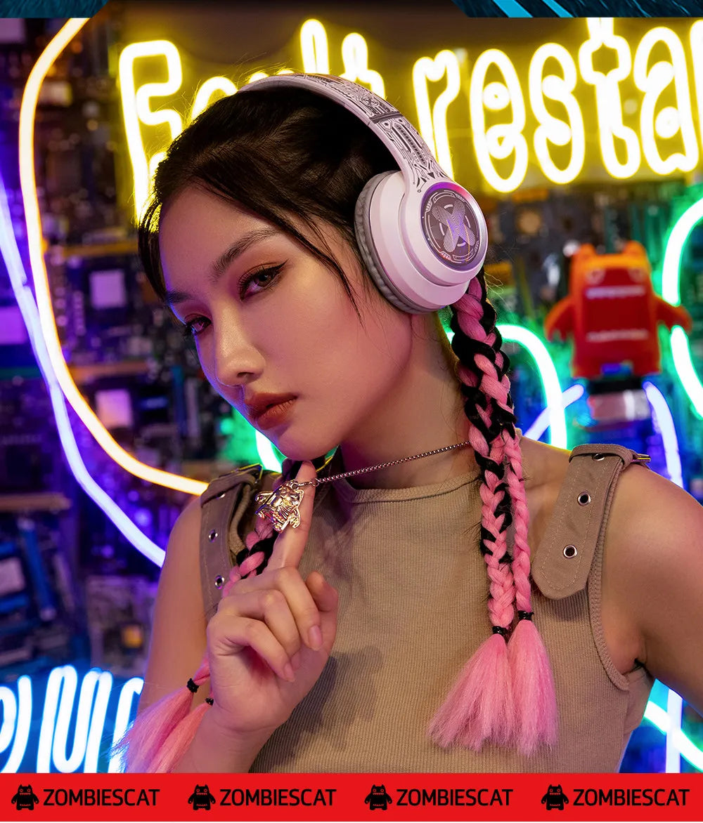 Choice ZOMBIESCAT S1 Wireless Bluetooth Headset 40mm Large Dynamic Coil Heavy Bass Earbuds Active Noise Cancellation HiFi Sound