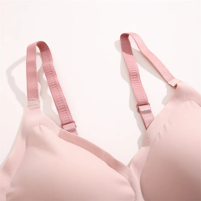 Sexy Push Up Bras For Women Love Heart Pattern Brassiere Deep V Neck Cute Underwear Female Seamless Wireless Soft Lingerie