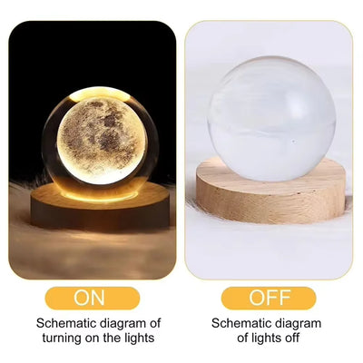 LED Crystal Ball Table Lamp USB Night Light 3D Moon Planet Galaxy Decor for Home Table Lamp Party Toys for Kids Adult Xmas Gifts