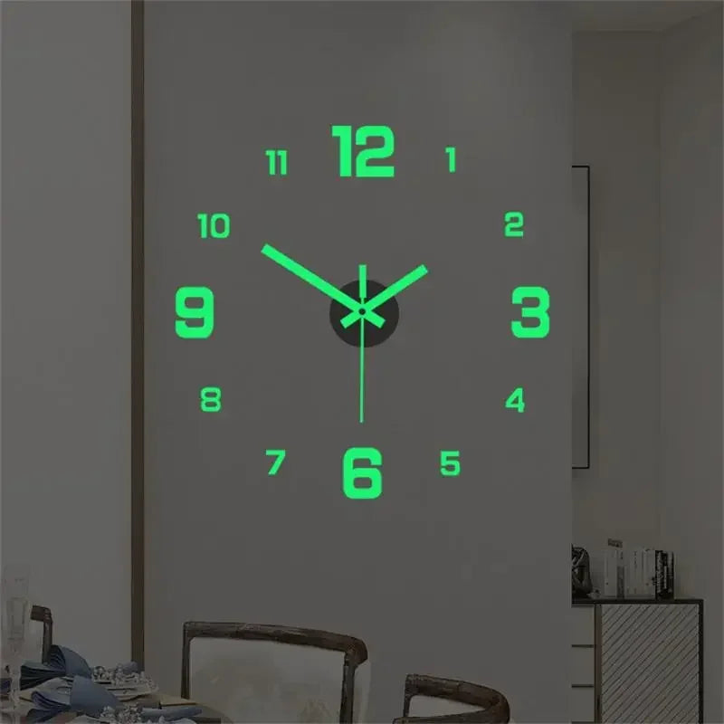 Digital Clock Luminous Modern Watches Home Decoration DIY Living Room Families Wall Decor Stereo Frameless Bedroom Clocks Garden