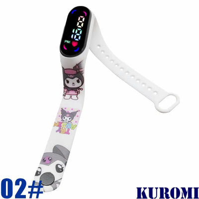 Anime Hello Kitty Kuromi Melody Digital Watch Cartoon Cute Kids Silicone LED Watch Child Birthday Gifts Christmas Party Favors