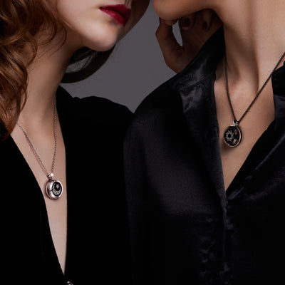 Totwoo Couple Touch Necklaces with Natural Agate for long distance relationship