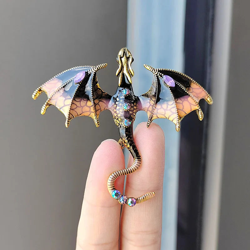 2024 Europe and the United States Explosive Enameled Dragon Brooch Manufacturers Custom Diamond-encrusted Animal Pins Cross-bord