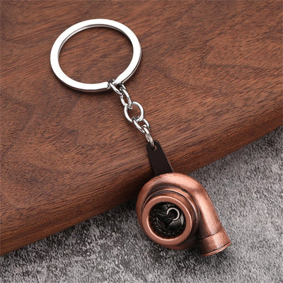 Classic Mini Turbo Hub Keychain Creative Metal Auto Parts Pendant With Key Holder For Men Gifts