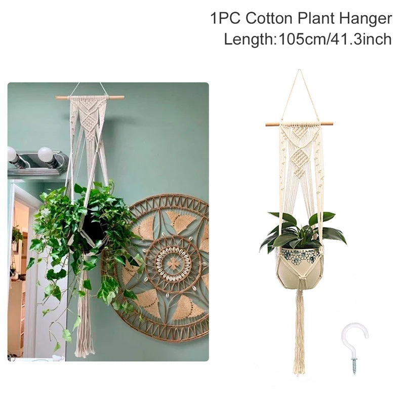 Hanging Plant Handmade Macrame Plant Hanger Flower Pot Planter Hanger Wall Decor Courtyard Garden Hanging Planter Hanging Basket