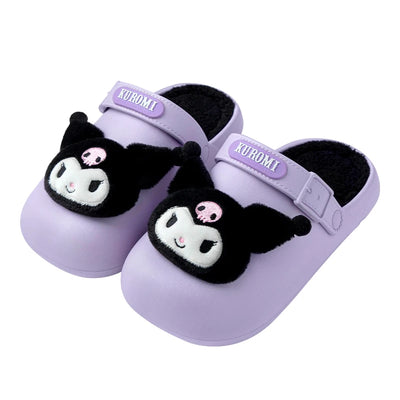 Sanrio Kawaii Cinnamoroll Womens Slippers Sanrio Hello Kitty Kuromi Cartoon Cute Waterproof Soft Fur Warm Indoor Home Shoes  ﻿