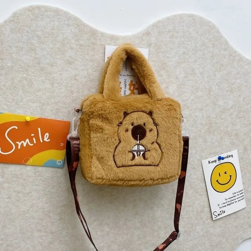 Cartoon Plush Bag Handbag Crossbody Anime Peripheral Products Cute Kapybara Plush Doll Bag Children's Crossbody Coin Bag