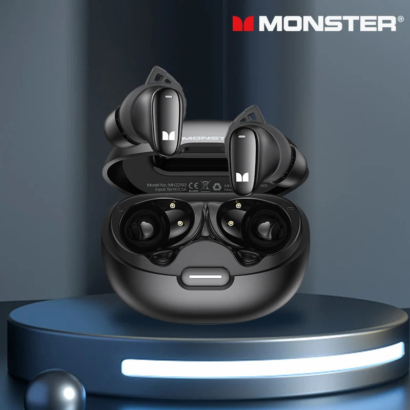 سماعات Monster N-LITE 206 Ture اللاسلكية بتقنية البلوتوث V5.4 IP5X سماعات أذن رياضية مقاومة للماء بصوت ستيريو عالي الدقة ووقت استجابة منخفض