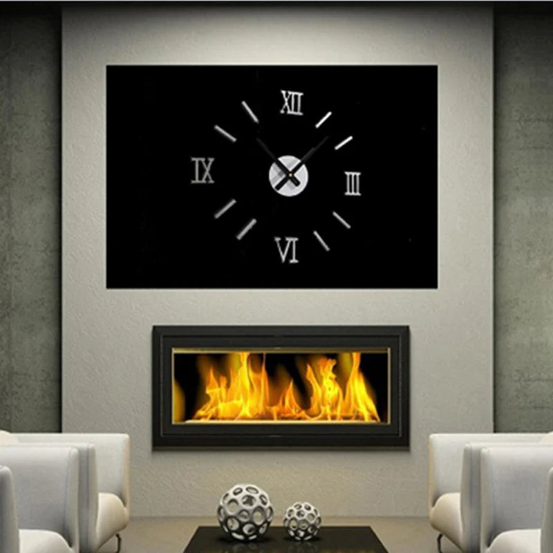 Roman Numerals Frameless Large Acrylic Mirror Surface 3D DIY Wall Clock Home Living Room Office School Wall Decor Clock Sticker