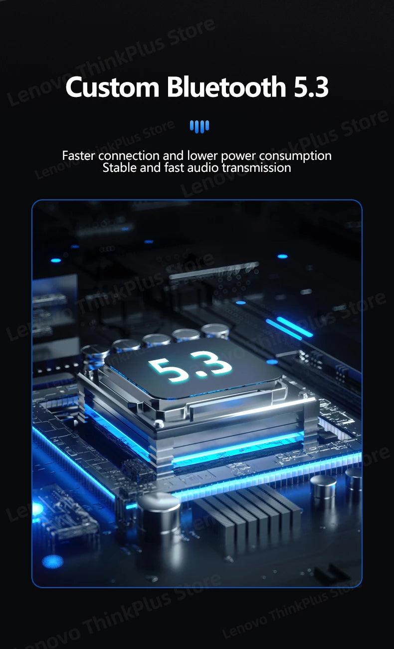 سماعة لينوفو LP15 TWS اللاسلكية بتقنية البلوتوث 5.3 مع التحكم باللمس وسماعات أذن طويلة الأمد وسماعات باس منخفضة الكمون 2023 جديدة
